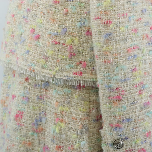 CHANEL Setup Jacket Wool tweed 36 Ivory CC Auth 208358SAM