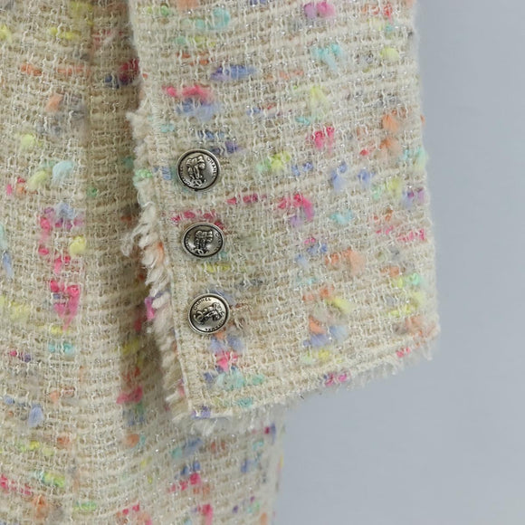 CHANEL Setup Jacket Wool tweed 36 Ivory CC Auth 208358SAM