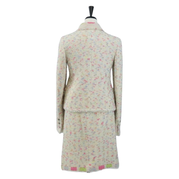 CHANEL Setup Jacket Wool tweed 36 Ivory CC Auth 208358SAM