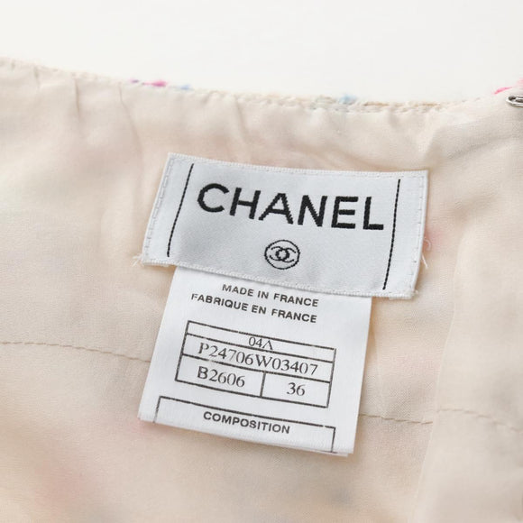 CHANEL Setup Jacket Wool tweed 36 Ivory CC Auth 208358SAM