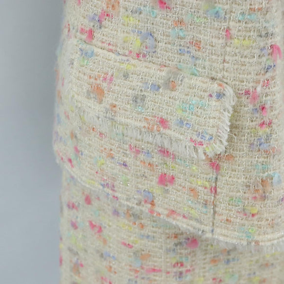 CHANEL Setup Jacket Wool tweed 36 Ivory CC Auth 208358SAM