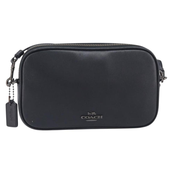 Coach Shoulder Bag Leather Black Auth 208362A