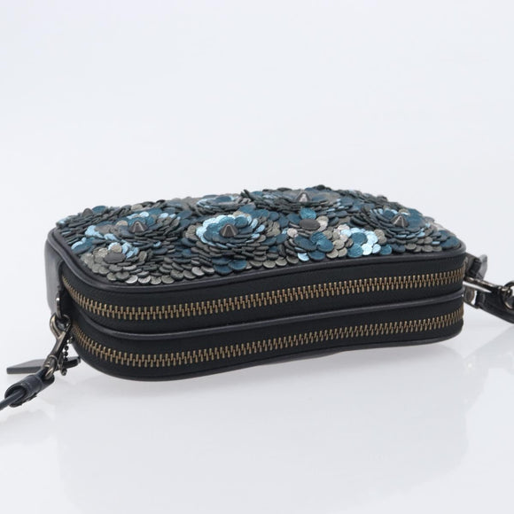 Coach Shoulder Bag Leather Black Auth 208362A