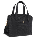 Bally Hand Bag Leather Black Gold Auth 208371A-1