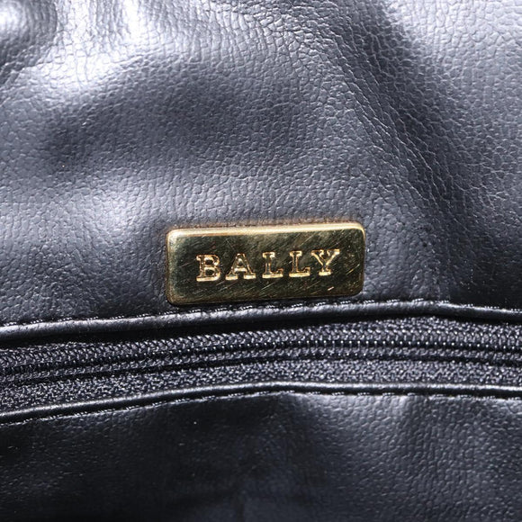 Bally Hand Bag Leather Black Gold Auth 208371A