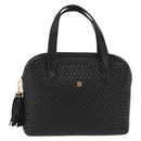 Bally Hand Bag Leather Black Gold Auth 208371A-2
