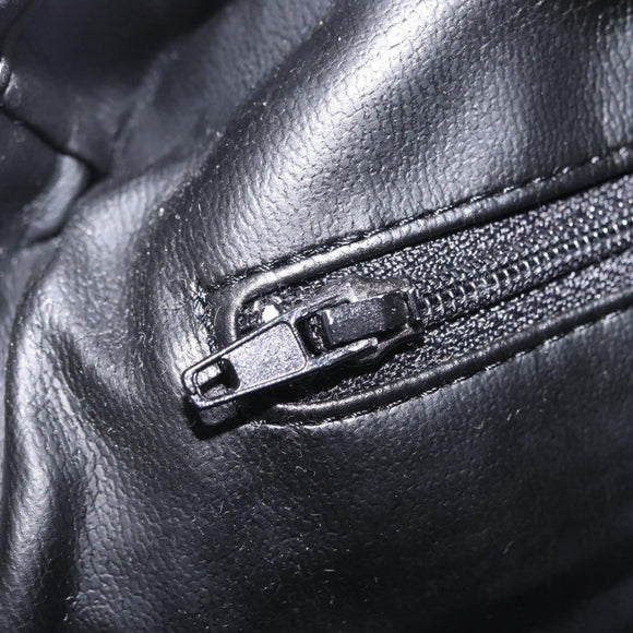 Bally Hand Bag Leather Black Gold Auth 208371A