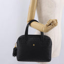 Bally Hand Bag Leather Black Gold Auth 208371A-24