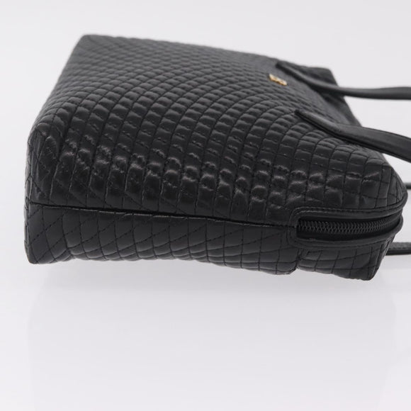 Bally Hand Bag Leather Black Gold Auth 208371A