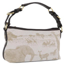 HUNTING WORLD Shoulder Bag Canvas Beige Gold Auth 208372-1