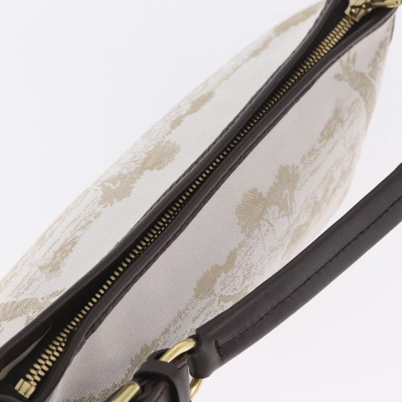 HUNTING WORLD Shoulder Bag Canvas Beige Gold Auth 208372