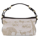 HUNTING WORLD Shoulder Bag Canvas Beige Gold Auth 208372-2