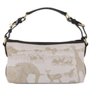 HUNTING WORLD Shoulder Bag Canvas Beige Gold Auth 208372-3