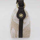 HUNTING WORLD Shoulder Bag Canvas Beige Gold Auth 208372-4