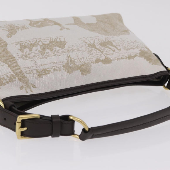 HUNTING WORLD Shoulder Bag Canvas Beige Gold Auth 208372