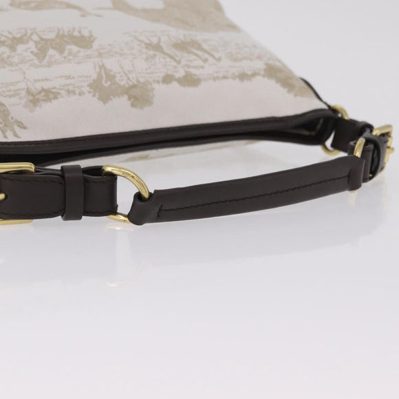HUNTING WORLD Shoulder Bag Canvas Beige Gold Auth 208372