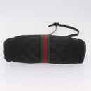 GUCCI GG Canvas Web Sherry Line Shoulder Bag Black Gold Auth 208373-12