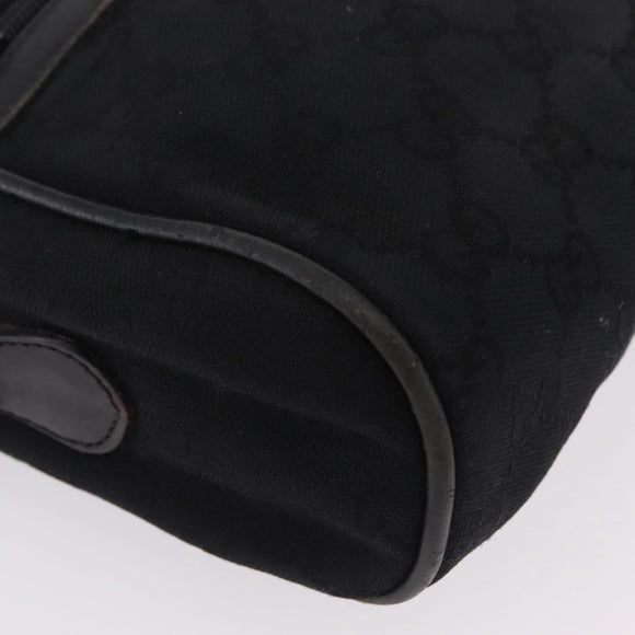 GUCCI GG Canvas Web Sherry Line Shoulder Bag Black Gold Auth 208373