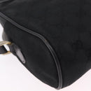 GUCCI GG Canvas Web Sherry Line Shoulder Bag Black Gold Auth 208373-15