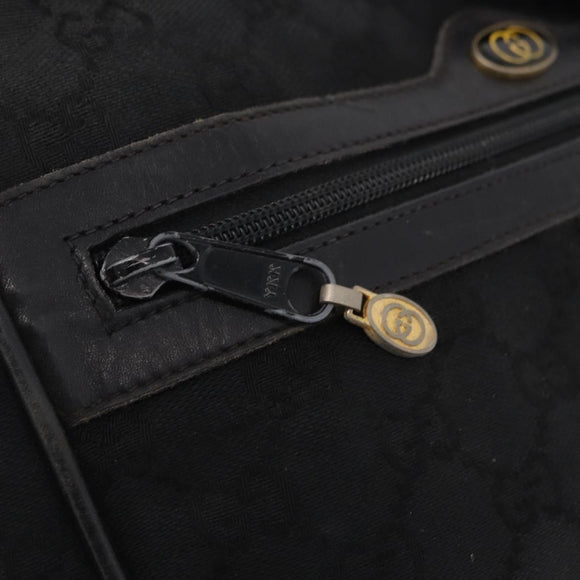 GUCCI GG Canvas Web Sherry Line Shoulder Bag Black Gold Auth 208373