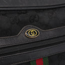 GUCCI GG Canvas Web Sherry Line Shoulder Bag Black Gold Auth 208373-19