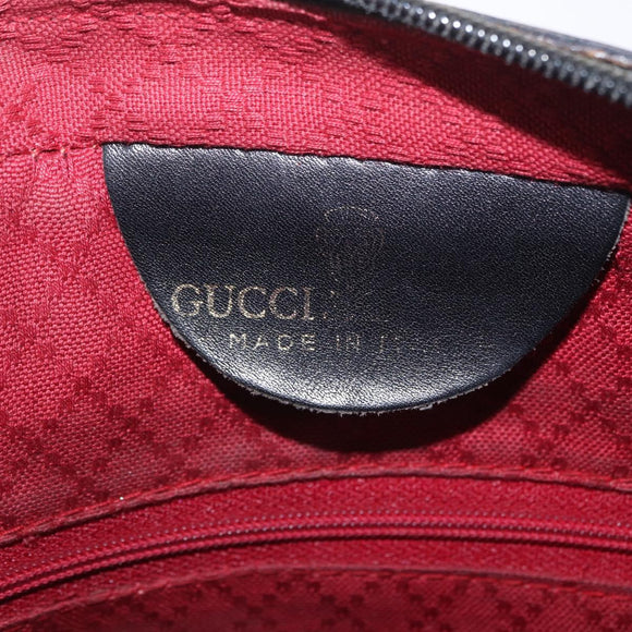 GUCCI GG Canvas Web Sherry Line Shoulder Bag Black Gold Auth 208373