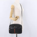 GUCCI GG Canvas Web Sherry Line Shoulder Bag Black Gold Auth 208373-28