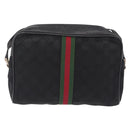 GUCCI GG Canvas Web Sherry Line Shoulder Bag Black Gold Auth 208373-3
