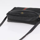 GUCCI GG Canvas Web Sherry Line Shoulder Bag Black Gold Auth 208373-6