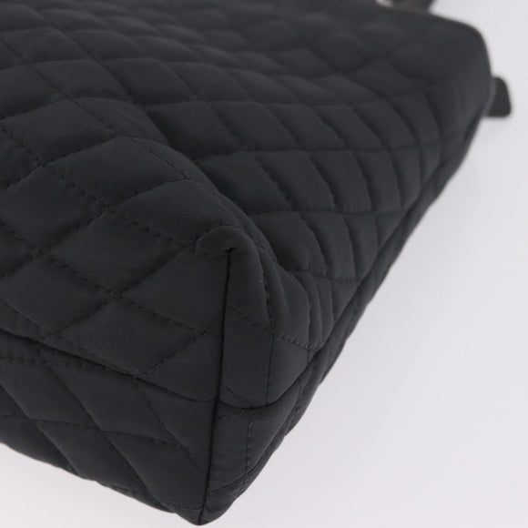 Bally Hand Bag Nylon Black Silver Auth 208374A