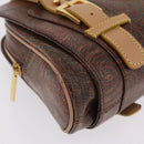 ETRO Hand Bag PVC Canvas Brown Gold Auth 208375V-10