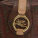 ETRO Hand Bag PVC Canvas Brown Gold Auth 208375V-15