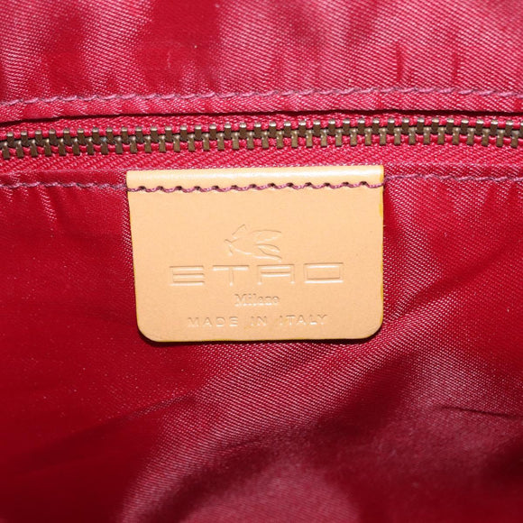ETRO Hand Bag PVC Canvas Brown Gold Auth 208375V