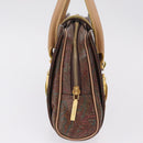 ETRO Hand Bag PVC Canvas Brown Gold Auth 208375V-5