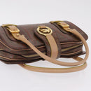 ETRO Hand Bag PVC Canvas Brown Gold Auth 208375V-6