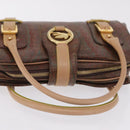 ETRO Hand Bag PVC Canvas Brown Gold Auth 208375V-7