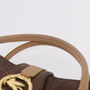 ETRO Hand Bag PVC Canvas Brown Gold Auth 208375V-8