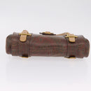 ETRO Hand Bag PVC Canvas Brown Gold Auth 208375V-9