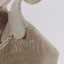 HERMES Picotan MM Hand Bag Canvas Beige Silver Auth 208376-17