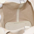 HERMES Picotan MM Hand Bag Canvas Beige Silver Auth 208376-20