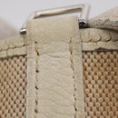 HERMES Picotan MM Hand Bag Canvas Beige Silver Auth 208376-22
