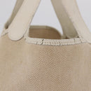 HERMES Picotan MM Hand Bag Canvas Beige Silver Auth 208376-3