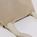 HERMES Picotan MM Hand Bag Canvas Beige Silver Auth 208376-7