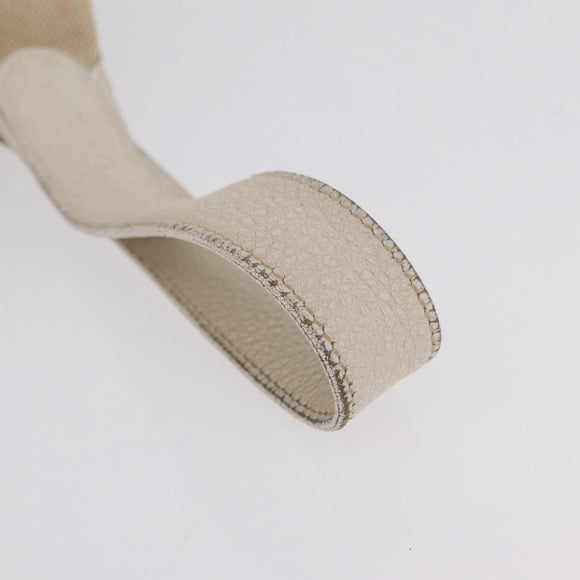 HERMES Picotan MM Hand Bag Canvas Beige Silver Auth 208376