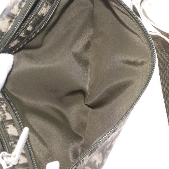Christian Dior Trotter Body Bag Nylon Khaki Silver Auth 208377V