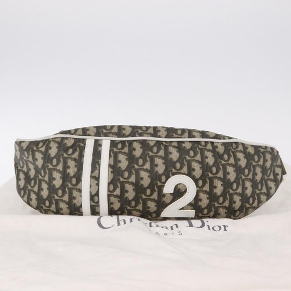 Christian Dior Trotter Body Bag Nylon Khaki Silver Auth 208377V