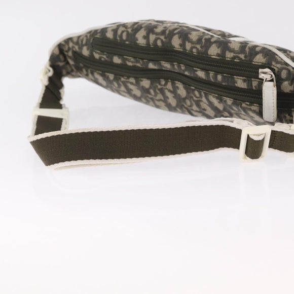 Christian Dior Trotter Body Bag Nylon Khaki Silver Auth 208377V