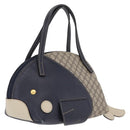 GUCCI Micro Supreme Mini Hand Bag PVC Navy Gold 284720 Auth 208379-1