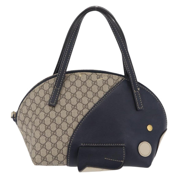GUCCI Micro Supreme Mini Hand Bag PVC Navy Gold 284720 Auth 208379