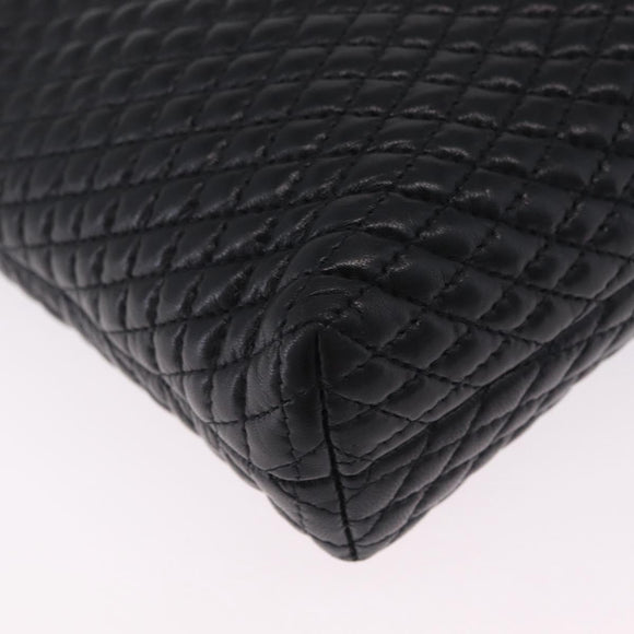 Bally Chain Shoulder Bag Leather Black Gold Auth 208381A